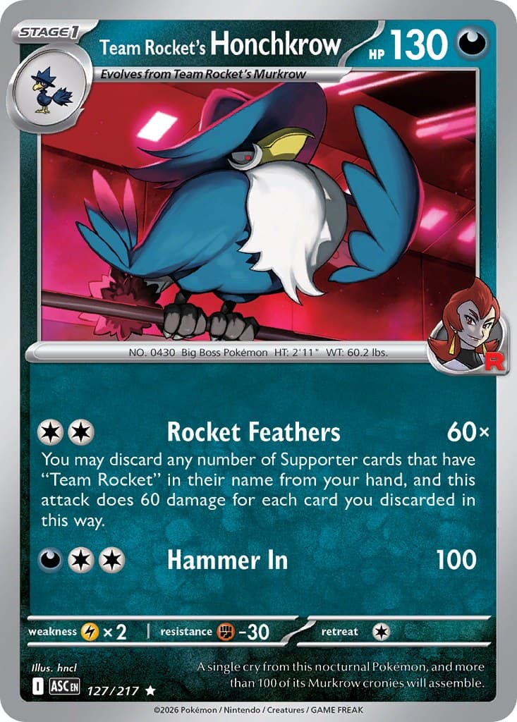 Team Rocket's Honchkrow (Energy Symbol Pattern)